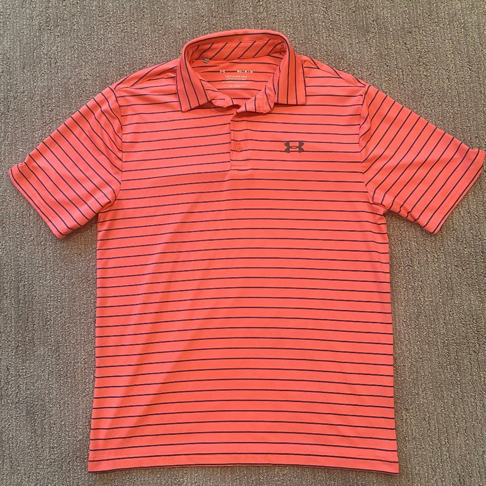 Under Armour Playoff Polo Stripe Salmon/Blue M